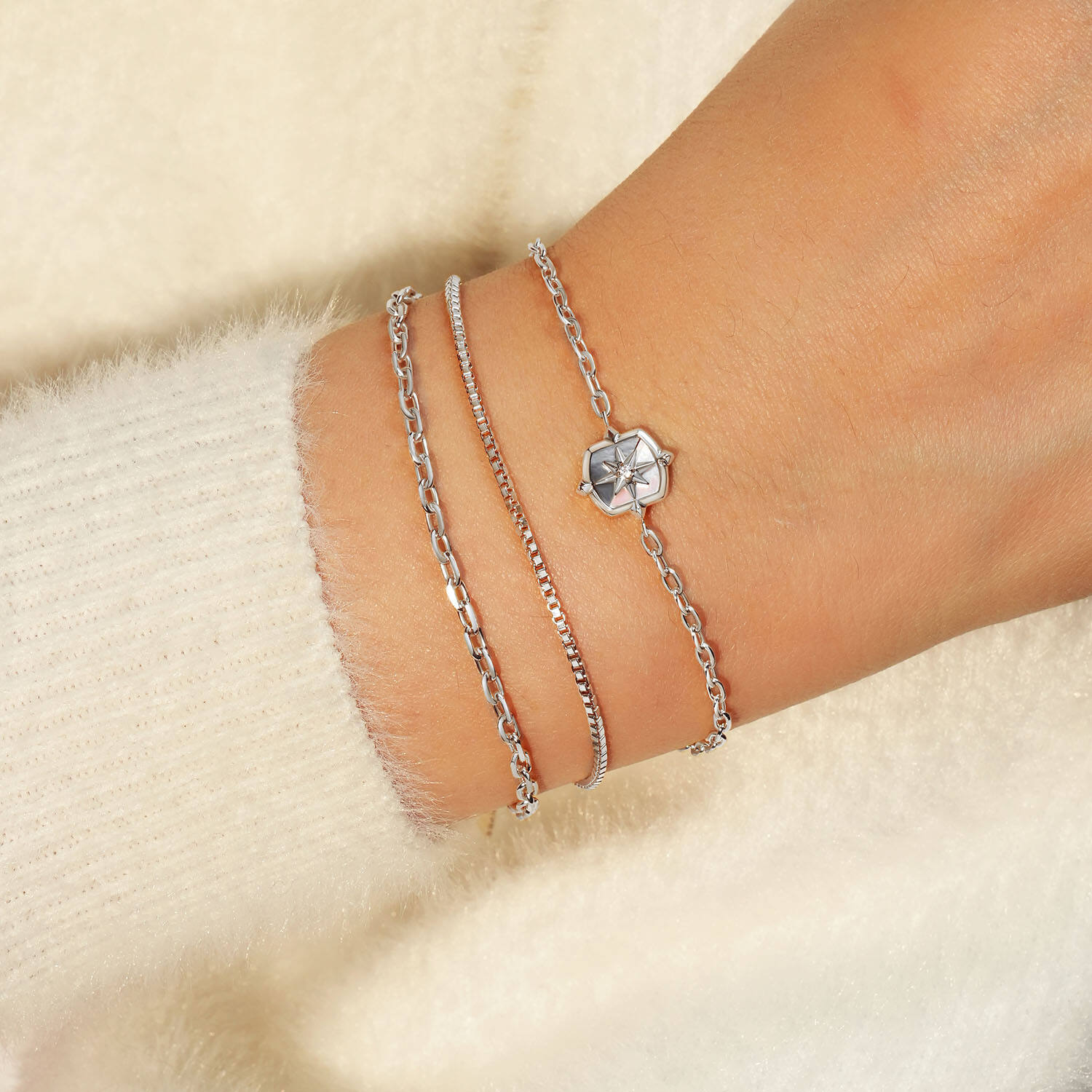  Lady Cozy - Gliederarmbänder - Silber / Rhodiniert - 18,5cm